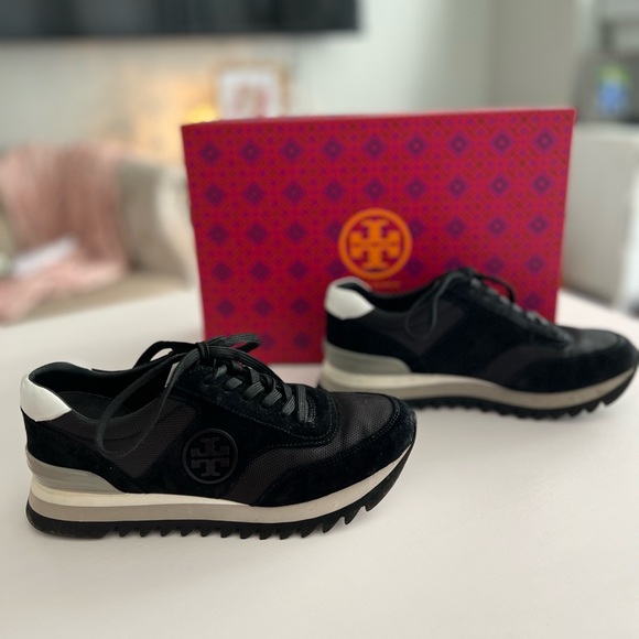 Tory Burch sawtooth logo sneakers in black/gray/white size US6 - Picture 7 of 7